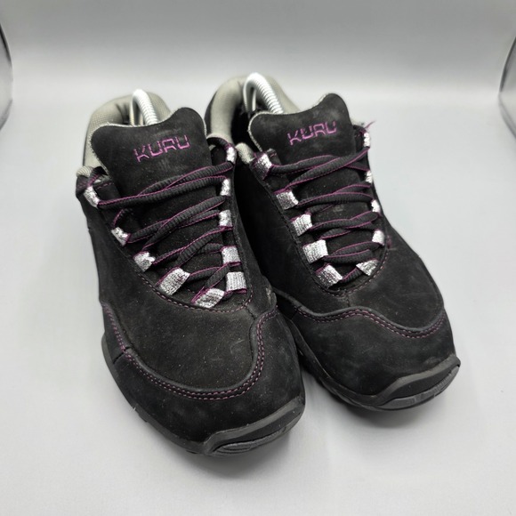 KURU Shoes - Kuru Chicane Shoes Womens 6.5 Black Purple Suede Hiking Comfort Sneaker Walking